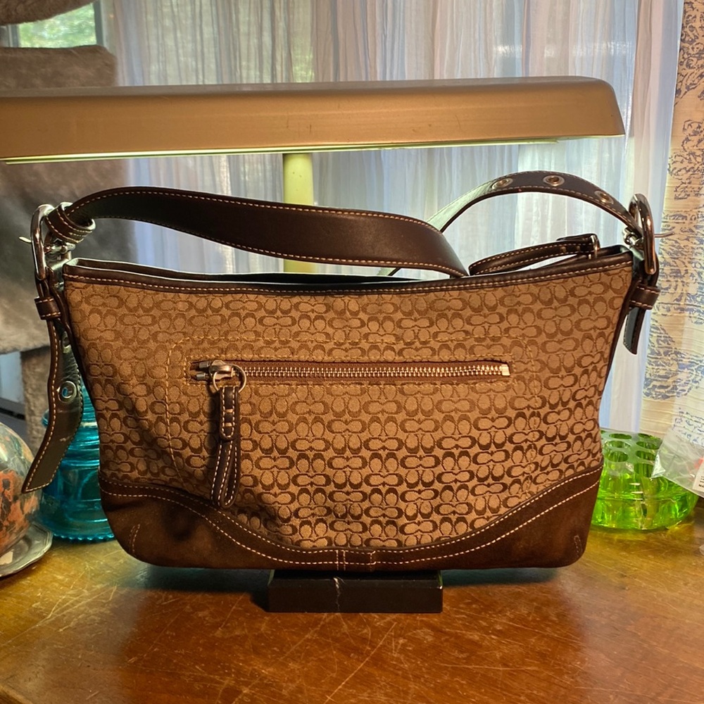 Brown Coach Signature Hobo Bag No. G0785-10945 adjustable strap